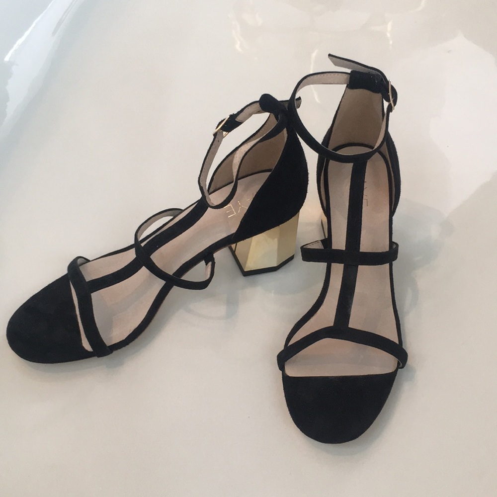 Raye Gold heel suede strappy sandal size 8 from Revolve